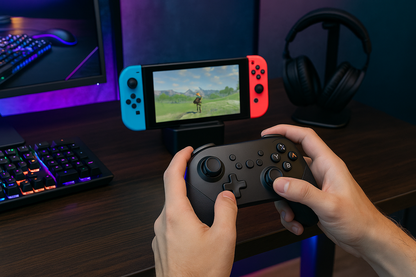 Manette de Jeu Sans Fil TECTINTER – Multi-Plateforme Bluetooth, Compatible Switch, PC, Android, iOS & PS3 avec Gyroscope & Turbo