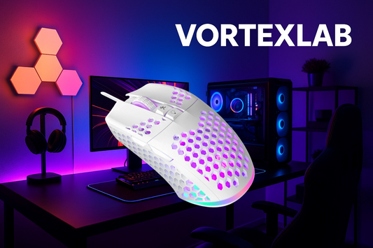 Souris Gaming Blanche RGB VortexLabs – Ultra Légère 59g, 12 000 DPI, USB