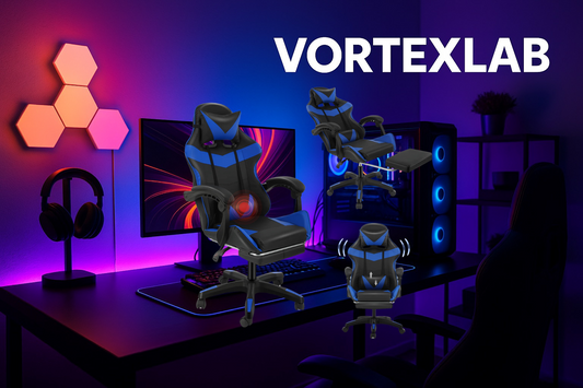 Chaise de Bureau Ergonomique avec Massage – Dossier Inclinable, Repose-Pieds, Coussin Lombaire Vibrant, Design Gaming