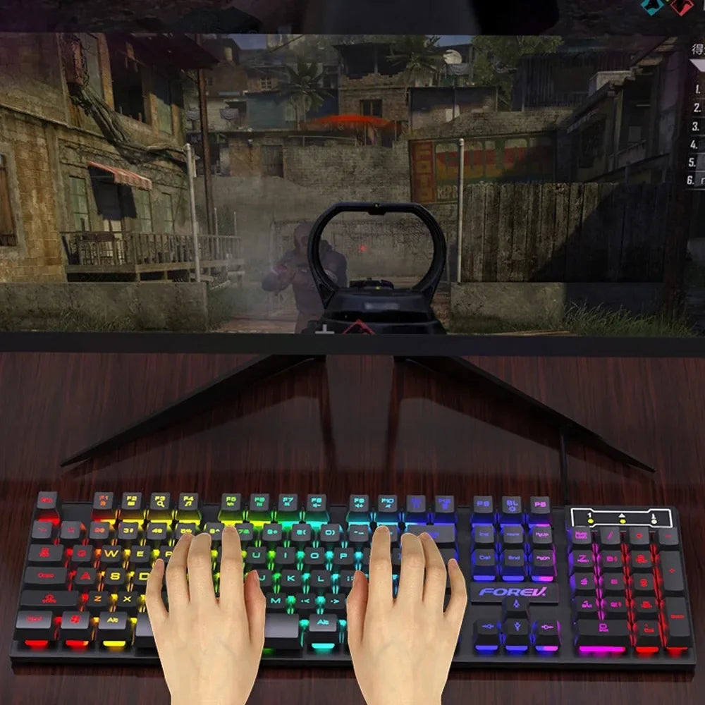 Clavier Mécanique Gamer RGB – 104 Touches, Filaire USB, Résistant & Étanche