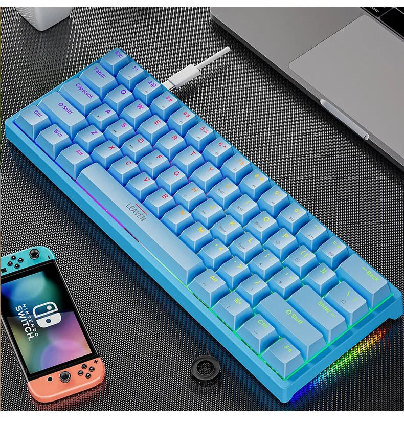 Clavier Mécanique 60% RGB – DIXSG, 61 Touches, Switchs Hot-Swappables, USB-C