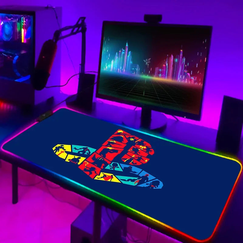 Tapis de Souris Gamer RGB XXL Laumango – LED Multicolore, Antidérapant, Design Anime ou Classique