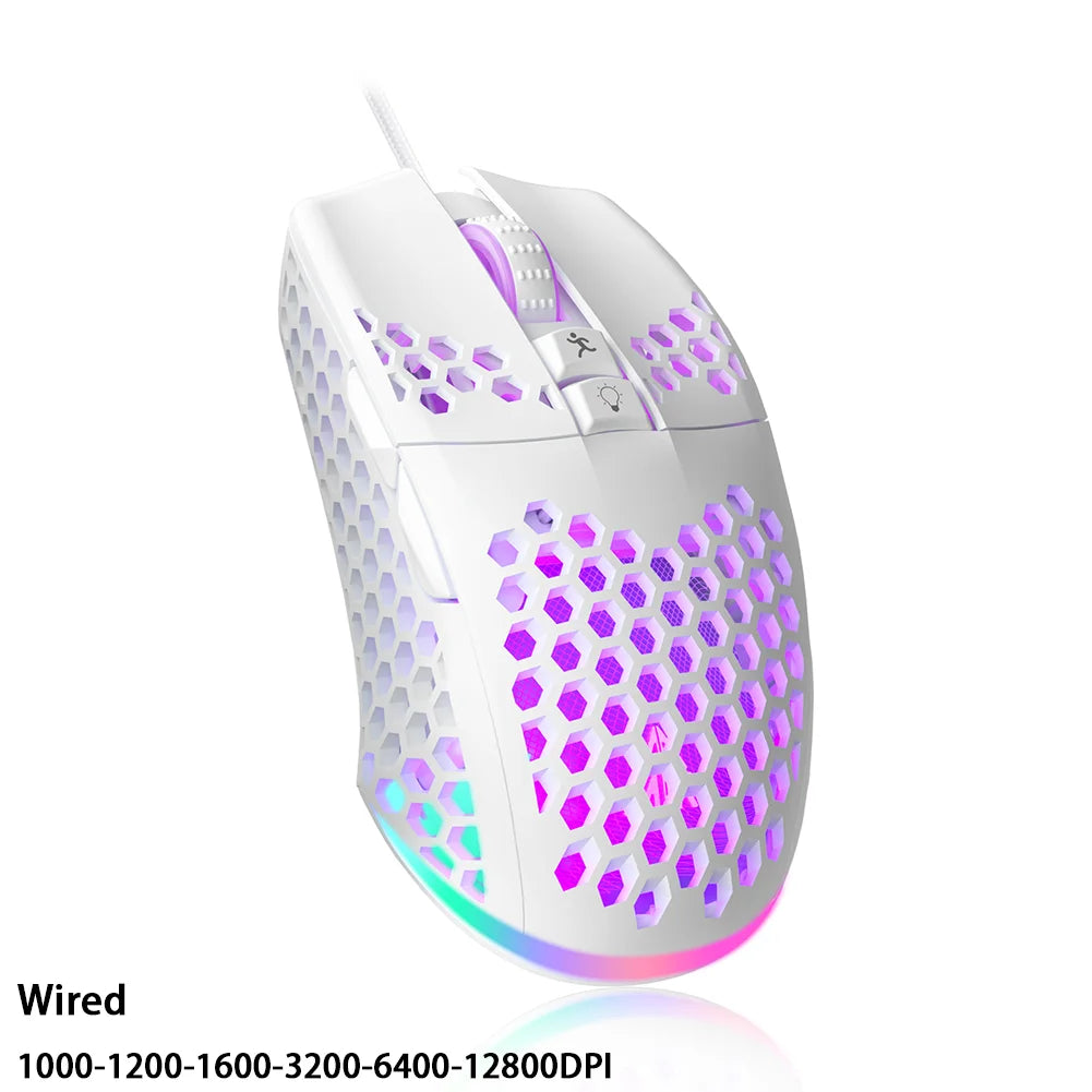 Souris Gaming Blanche RGB VortexLabs – Ultra Légère 59g, 12 000 DPI, USB