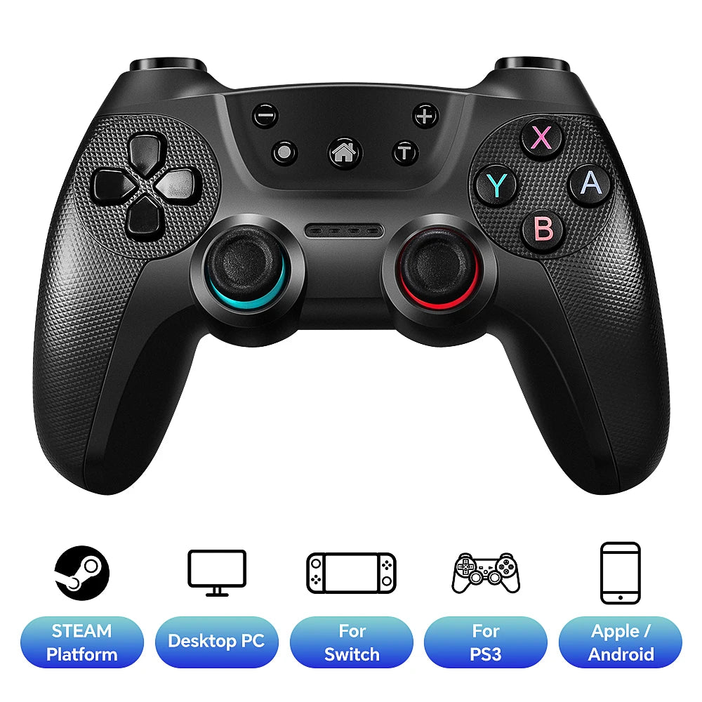 Manette de Jeu Sans Fil TECTINTER – Multi-Plateforme Bluetooth, Compatible Switch, PC, Android, iOS & PS3 avec Gyroscope & Turbo