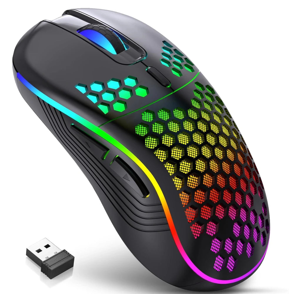 Souris Gaming Blanche Sans Fil – VortexLabs, Ultra Légère 62g, 12 000 DPI, RGB