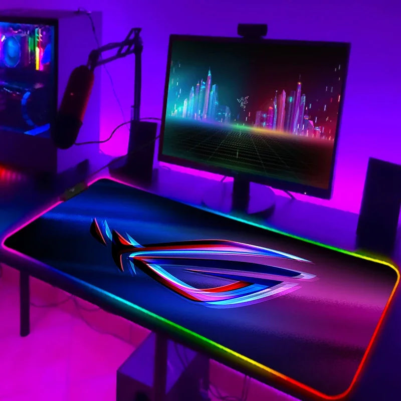 Tapis de Souris Gamer RGB XXL Laumango – LED Multicolore, Antidérapant, Surface XXL, Design Anime ou Sobre