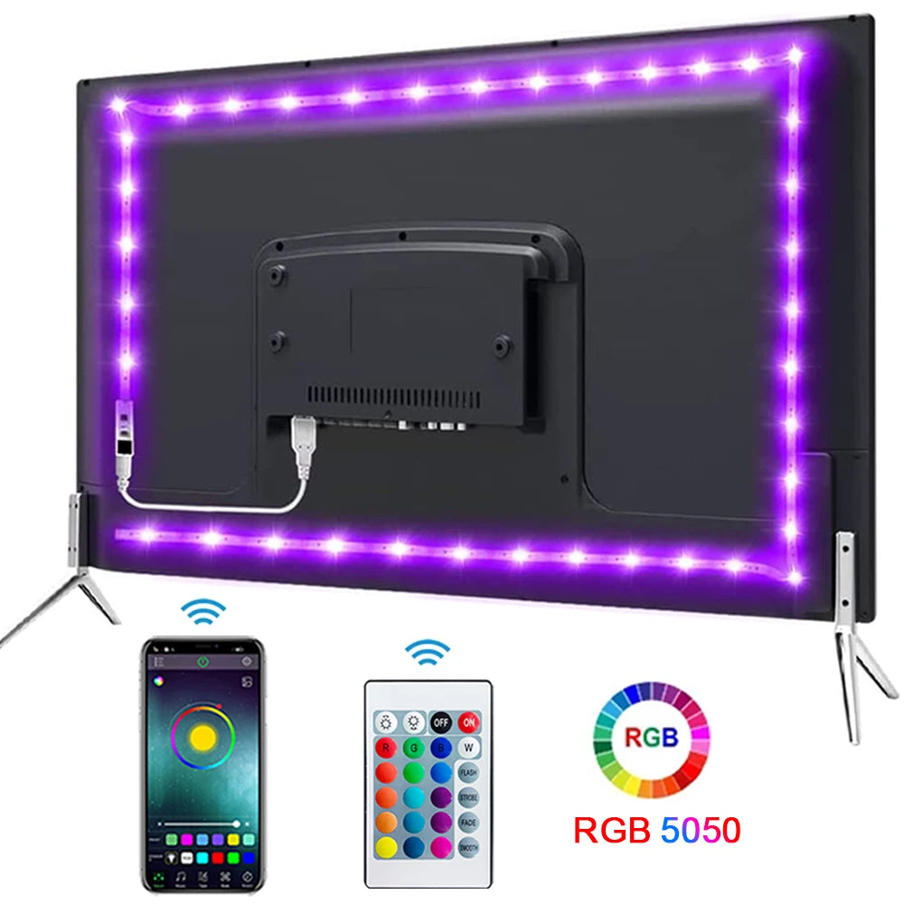 Ruban LED RGB USB 5050 – Bluetooth & Télécommande IR