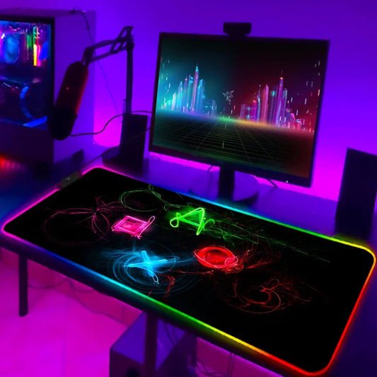 Tapis de Souris Gamer RGB XXL Laumango – LED Multicolore, Antidérapant, Design Anime ou Classique