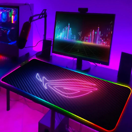 Tapis de Souris Gamer RGB XXL Laumango – LED Multicolore, Antidérapant, Surface XXL, Design Anime ou Sobre
