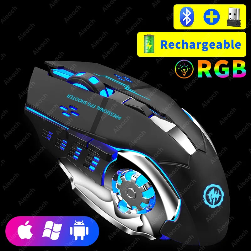 Souris Gaming Rose Sans Fil RGB – VortexLabs, 10 000 DPI, Bluetooth & Rechargeable
