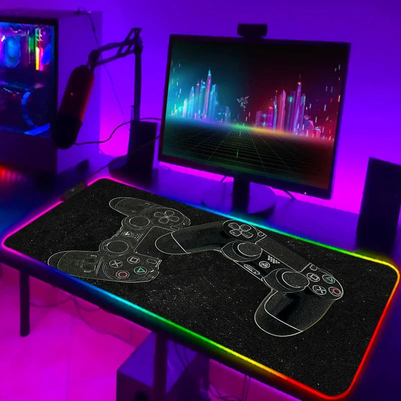 Tapis de Souris Gamer RGB XXL Laumango – LED Multicolore, Antidérapant, Design Anime ou Classique