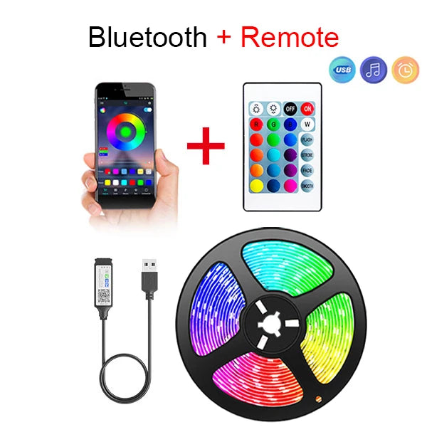 Ruban LED RGB USB 5050 – Bluetooth & Télécommande IR