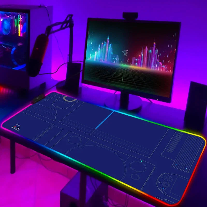 Tapis de Souris Gamer RGB XXL Laumango – LED Multicolore, Antidérapant, Design Anime ou Classique