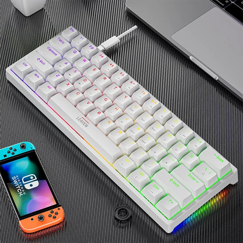 Clavier Mécanique 60% RGB – DIXSG, 61 Touches, Switchs Hot-Swappables, USB-C
