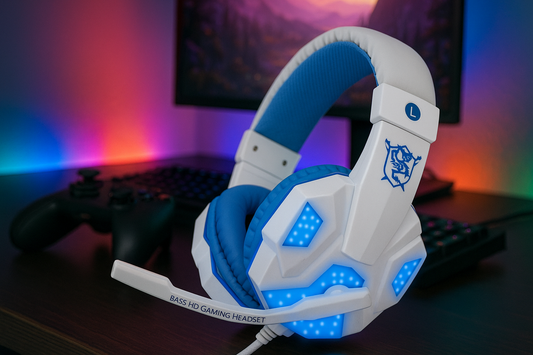Casque Gaming CUGUU Filaire avec Microphone, Son 4D & LED RGB