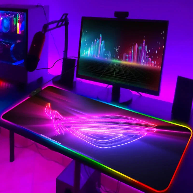 Tapis de Souris Gamer RGB XXL Laumango – LED Multicolore, Antidérapant, Surface XXL, Design Anime ou Sobre