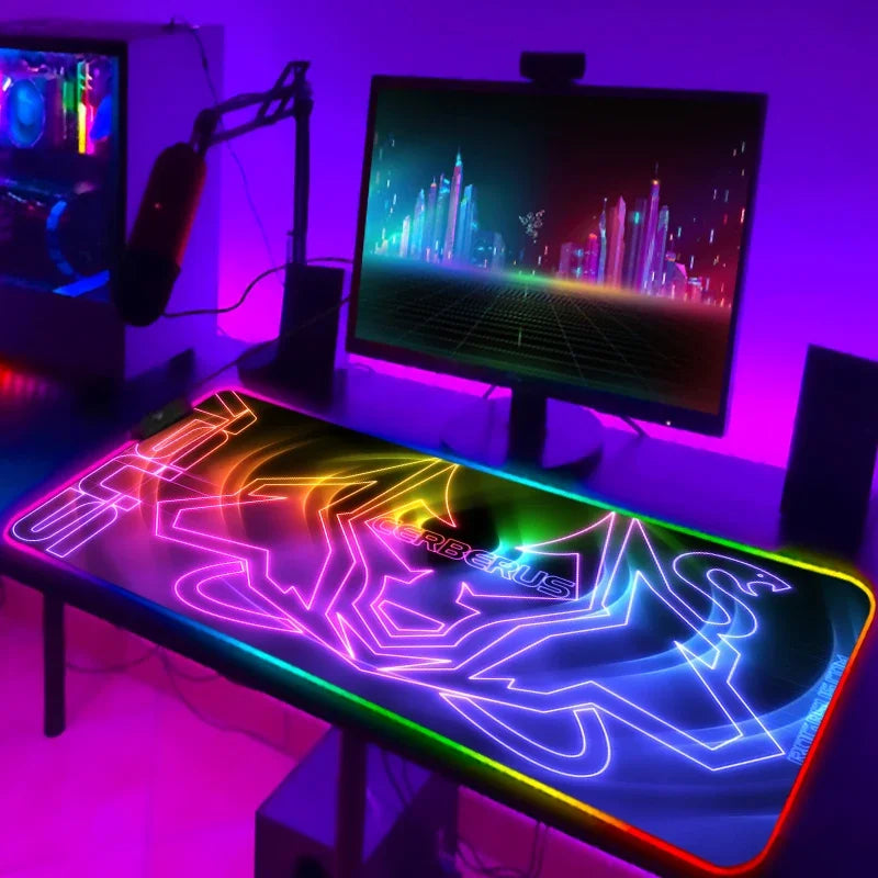 Tapis de Souris Gamer RGB XXL Laumango – LED Multicolore, Antidérapant, Surface XXL, Design Anime ou Sobre