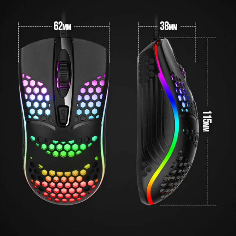 Souris Gaming Ultra Légère VortexLabs – 59g, RGB, 12 000 DPI & Câble USB