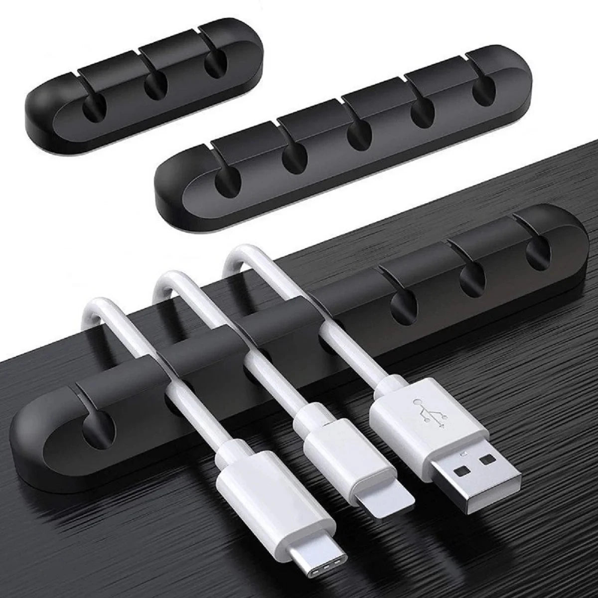 Organisateur de Câbles Auto-Adhésif en Silicone – Multi-Clips (3, 5 ou 7 positions) | Fixation Facile et Universelle