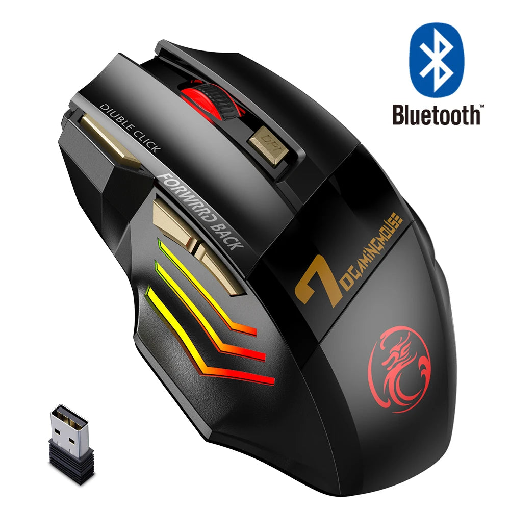 Souris Gaming Sans Fil iMice – 5500 DPI, Bluetooth, RGB & Rechargeable