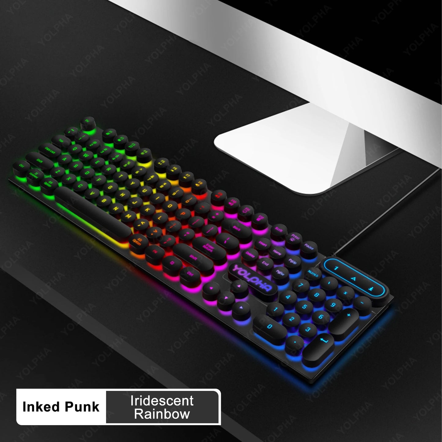 Clavier Filaire Rétroéclairé – YOLPHA, 104 Touches, USB, Silencieux & Multicolore