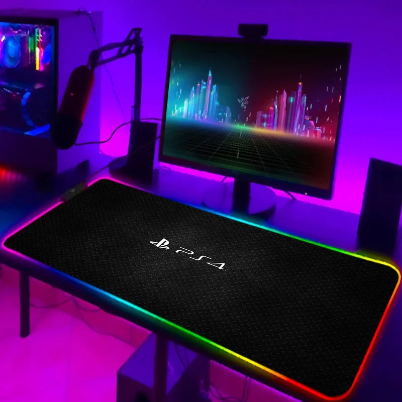 Tapis de Souris Gamer RGB XXL Laumango – LED Multicolore, Antidérapant, Design Anime ou Classique
