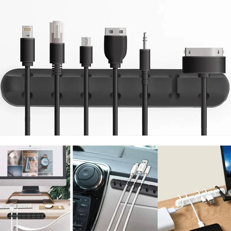 Organisateur de Câbles Auto-Adhésif en Silicone – Multi-Clips (3, 5 ou 7 positions) | Fixation Facile et Universelle