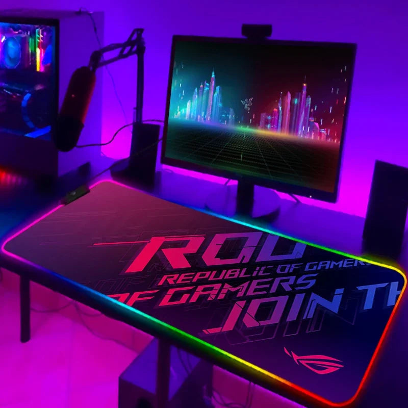 Tapis de Souris Gamer RGB XXL Laumango – LED Multicolore, Antidérapant, Surface XXL, Design Anime ou Sobre