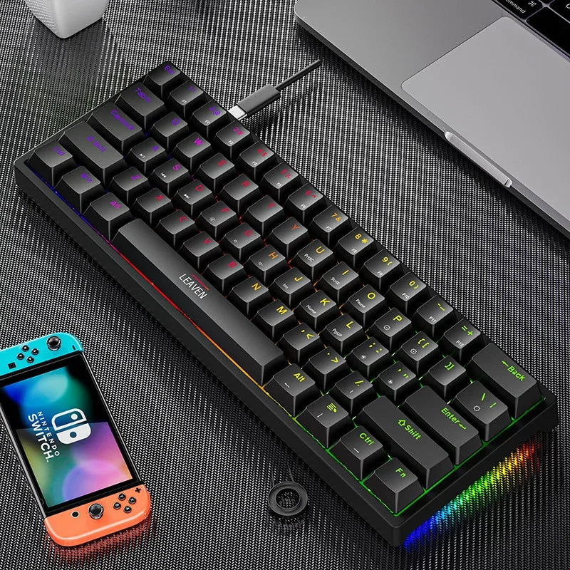 Clavier Mécanique 60% RGB – DIXSG, 61 Touches, Switchs Hot-Swappables, USB-C