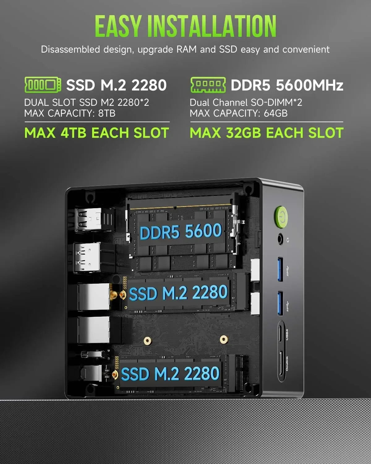 Mini PC GMKtec K11 – Ryzen 9 8945HS, Radeon 780M, 32Go RAM, 1To SSD | Compact, Silencieux & Puissant