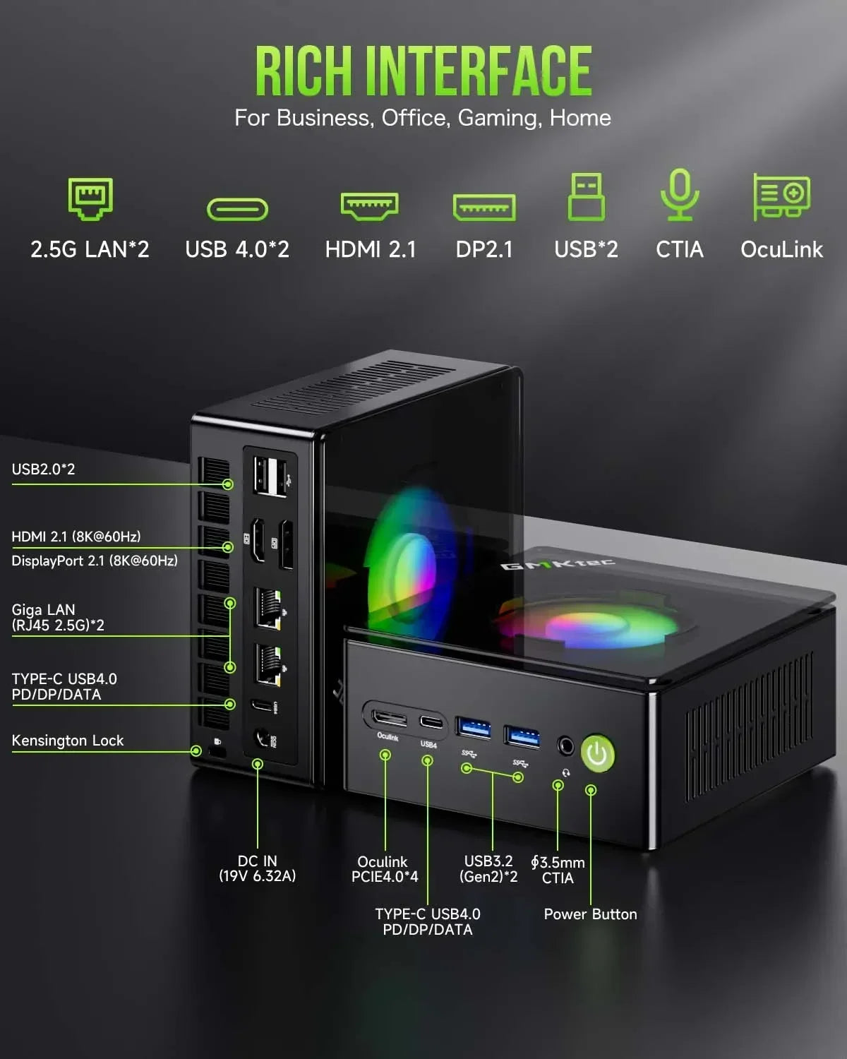 Mini PC GMKtec K11 – Ryzen 9 8945HS, Radeon 780M, 32Go RAM, 1To SSD | Compact, Silencieux & Puissant