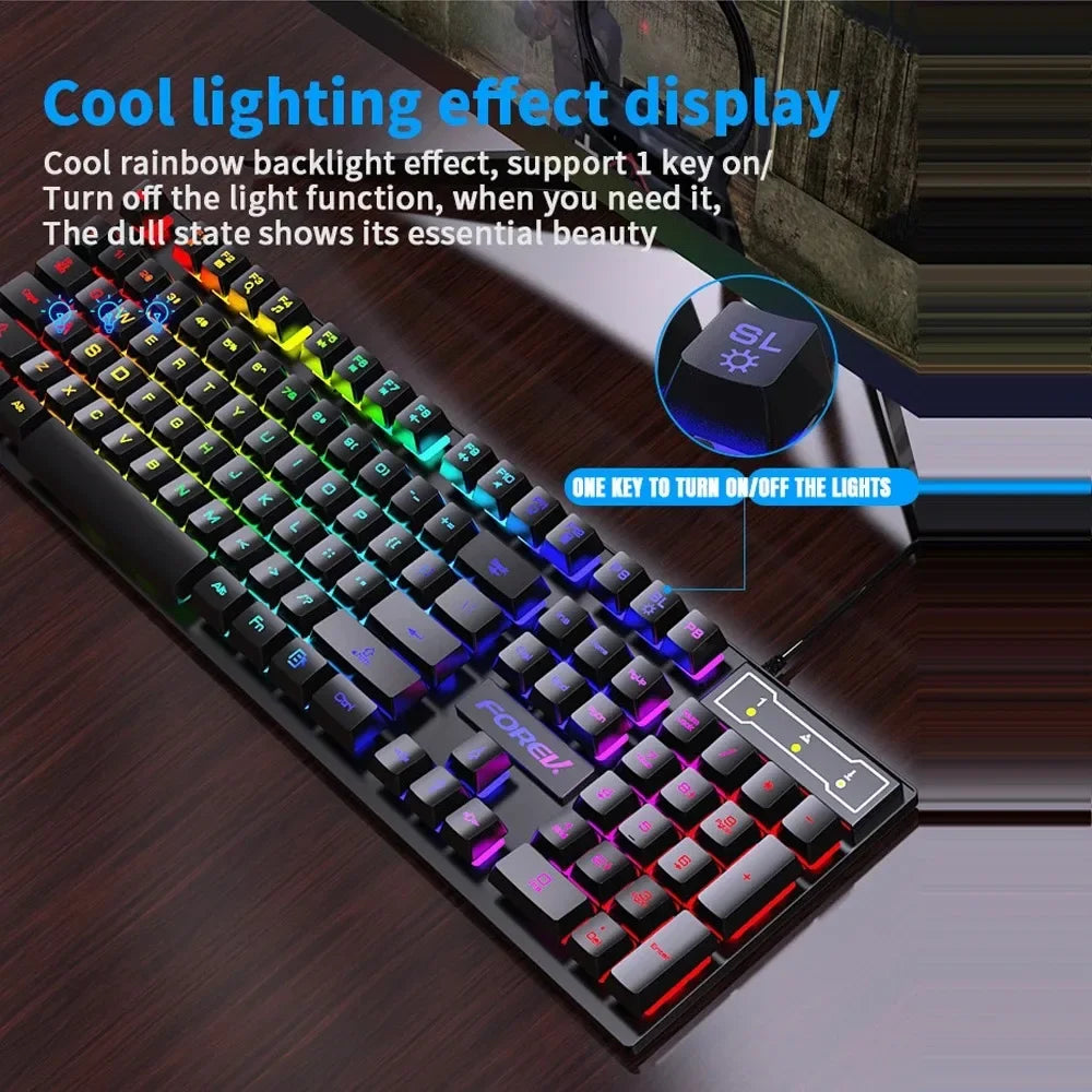 Clavier Mécanique Gamer RGB – 104 Touches, Filaire USB, Résistant & Étanche