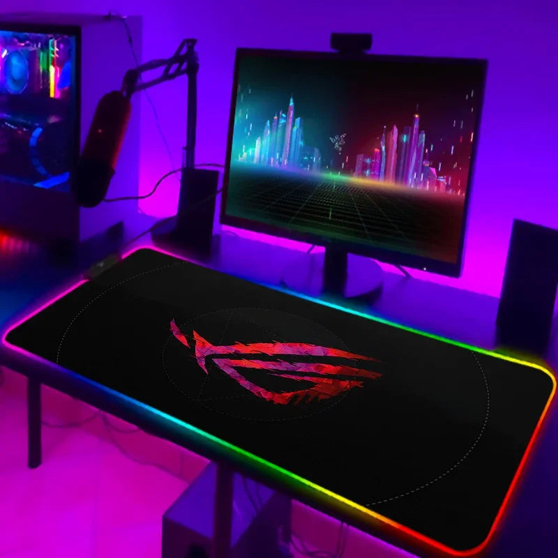 Tapis de Souris Gamer RGB XXL Laumango – LED Multicolore, Antidérapant, Surface XXL, Design Anime ou Sobre