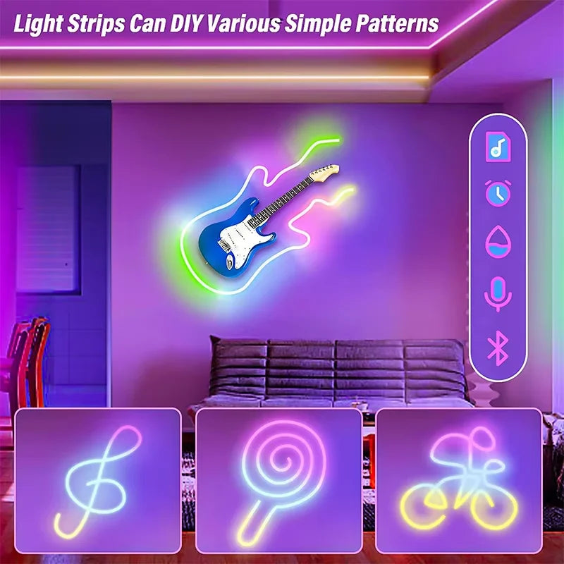 Ruban LED Néon RGBIC USB KUALOOL – Éclairage Flexible, Contrôle Bluetooth & Ambiance Colorée