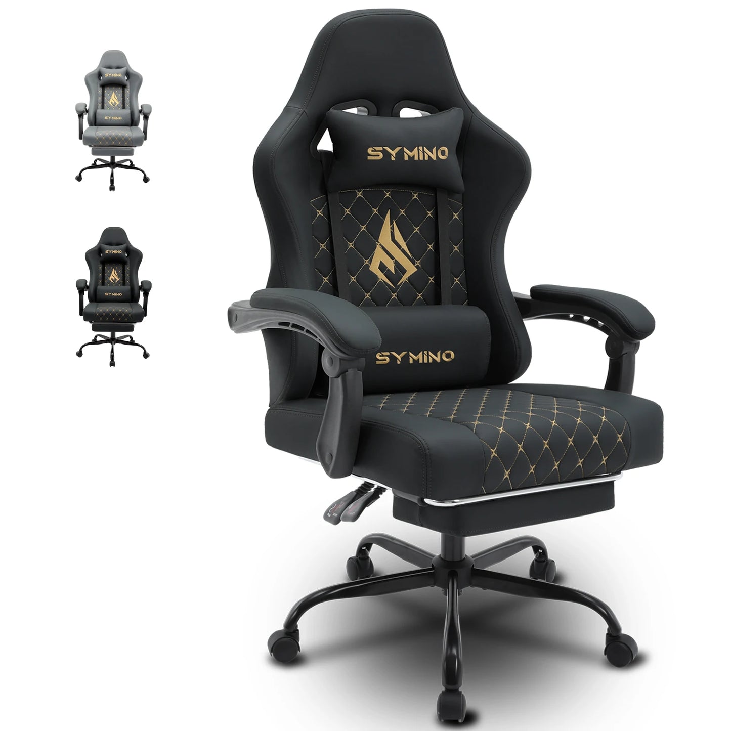 Chaise de Bureau Ergonomique Symino – Pivotante 360°, Hauteur Réglable, Roulettes Fluides & Confort Pro
