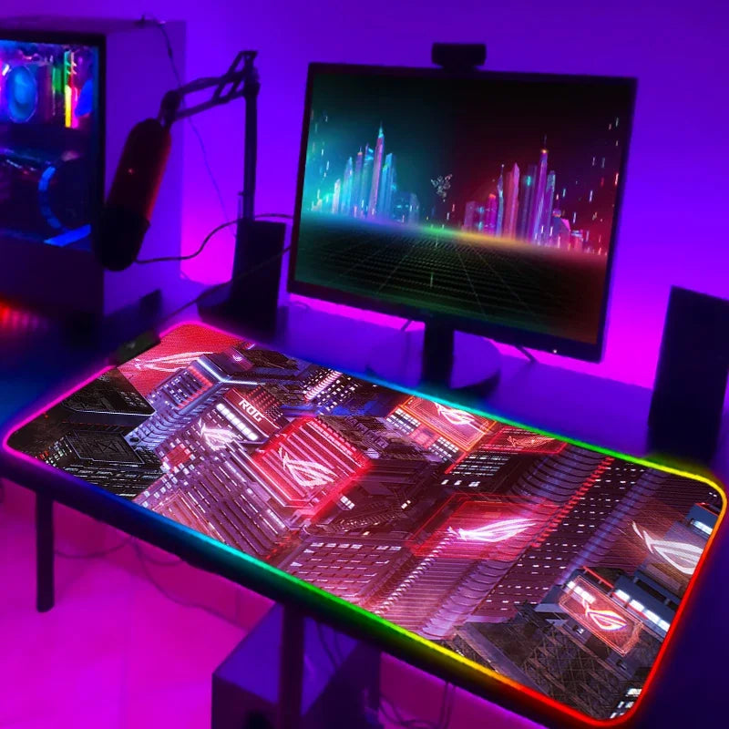 Tapis de Souris Gamer RGB XXL Laumango – LED Multicolore, Antidérapant, Surface XXL, Design Anime ou Sobre