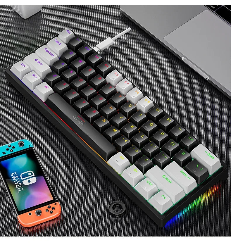 Clavier Mécanique 60% RGB – DIXSG, 61 Touches, Switchs Hot-Swappables, USB-C