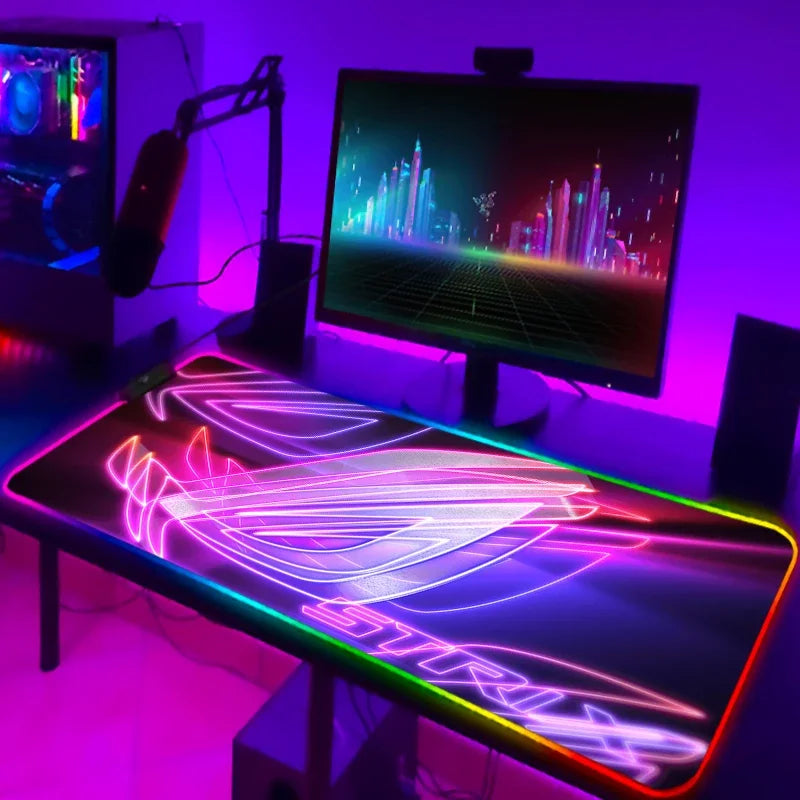 Tapis de Souris Gamer RGB XXL Laumango – LED Multicolore, Antidérapant, Surface XXL, Design Anime ou Sobre