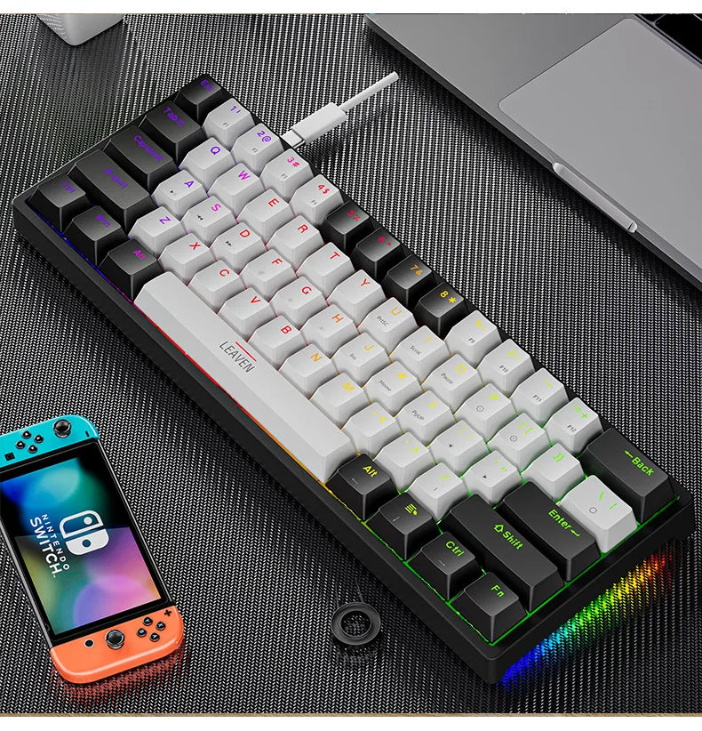 Clavier Mécanique 60% RGB – DIXSG, 61 Touches, Switchs Hot-Swappables, USB-C