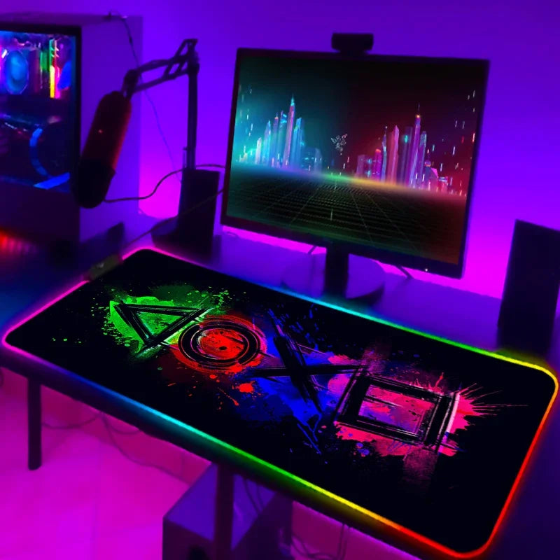 Tapis de Souris Gamer RGB XXL Laumango – LED Multicolore, Antidérapant, Design Anime ou Classique