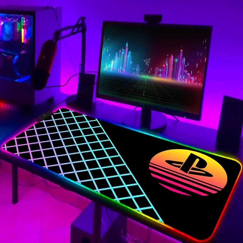 Tapis de Souris Gamer RGB XXL Laumango – LED Multicolore, Antidérapant, Design Anime ou Classique