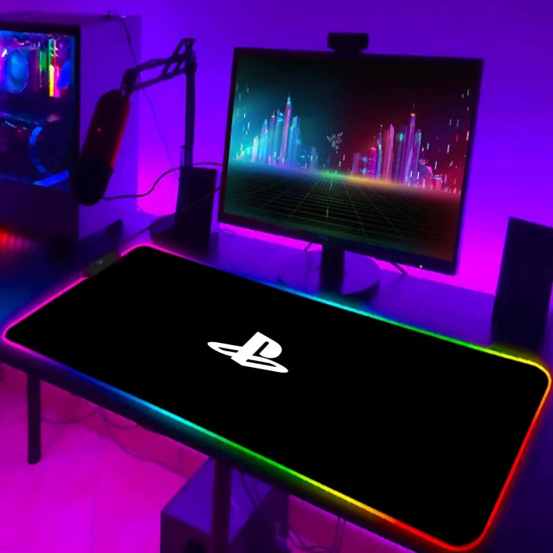 Tapis de Souris Gamer RGB XXL Laumango – LED Multicolore, Antidérapant, Design Anime ou Classique