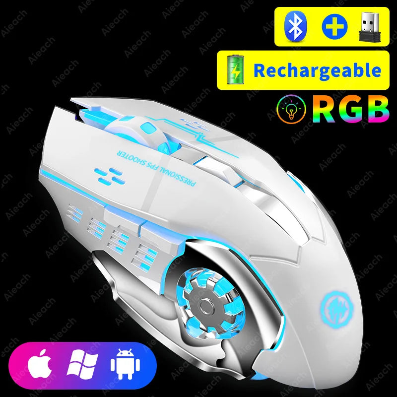 Souris Gaming Rose Sans Fil RGB – VortexLabs, 10 000 DPI, Bluetooth & Rechargeable